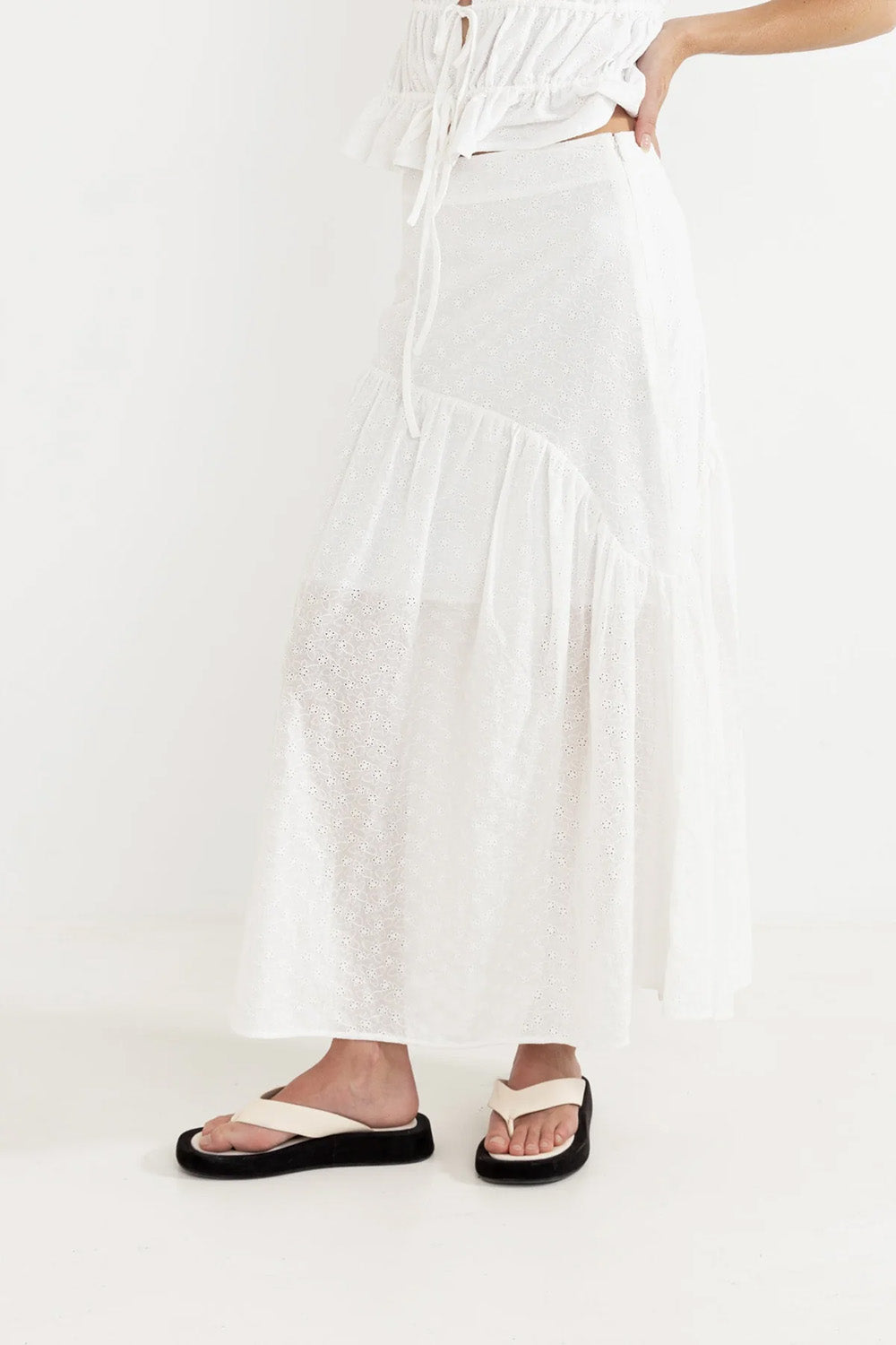 rhythm bailey broderie skirt white front