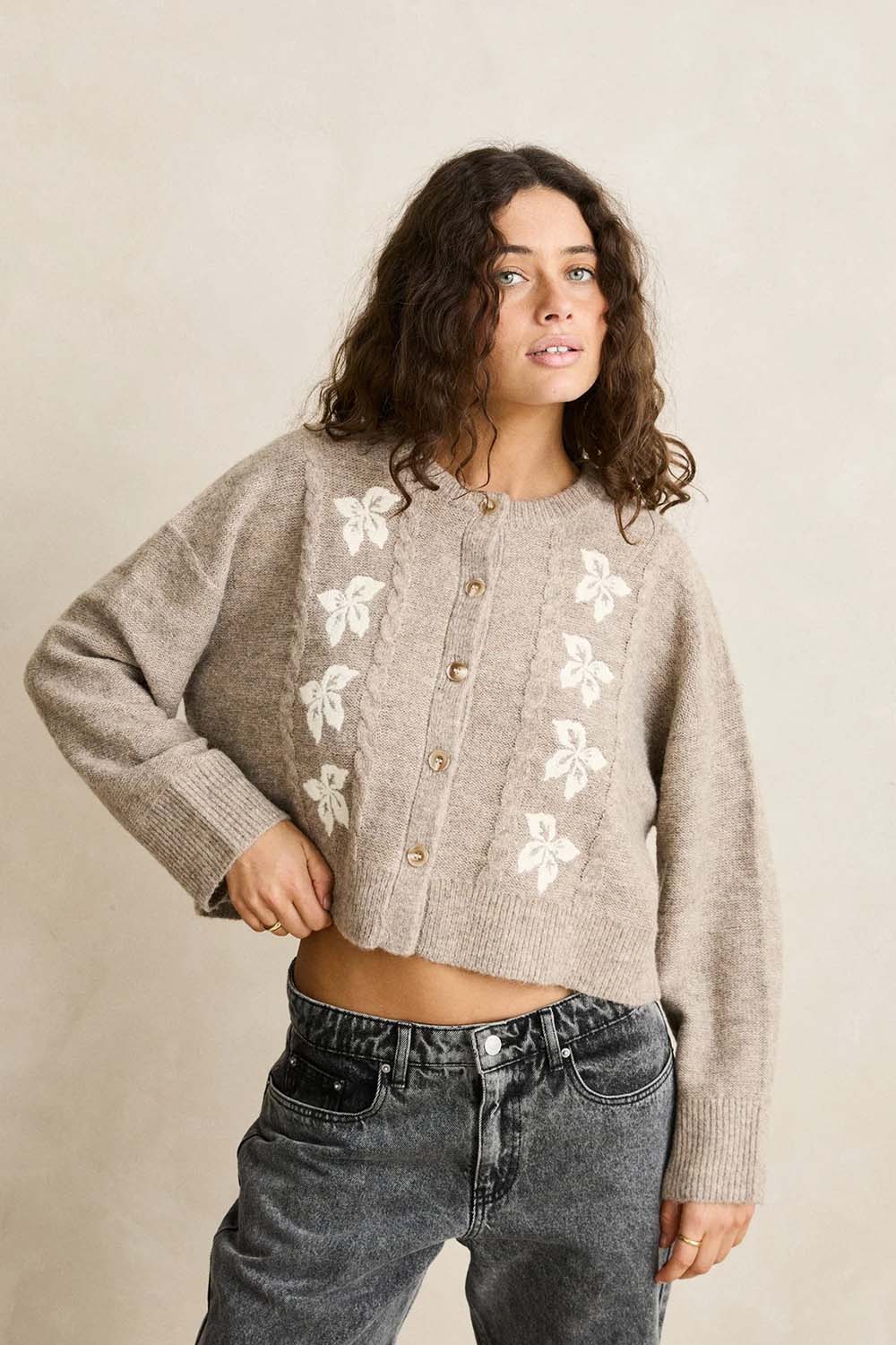 rhythm blanca floral cardigan natural