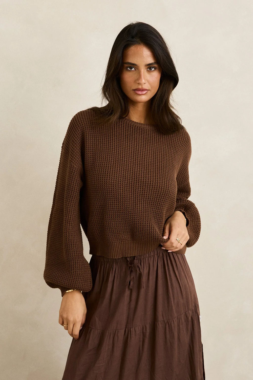 Rhythm - Classic Knit Jumper - Chocolate