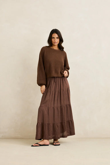 rhythm classic knit jumper chocolate front