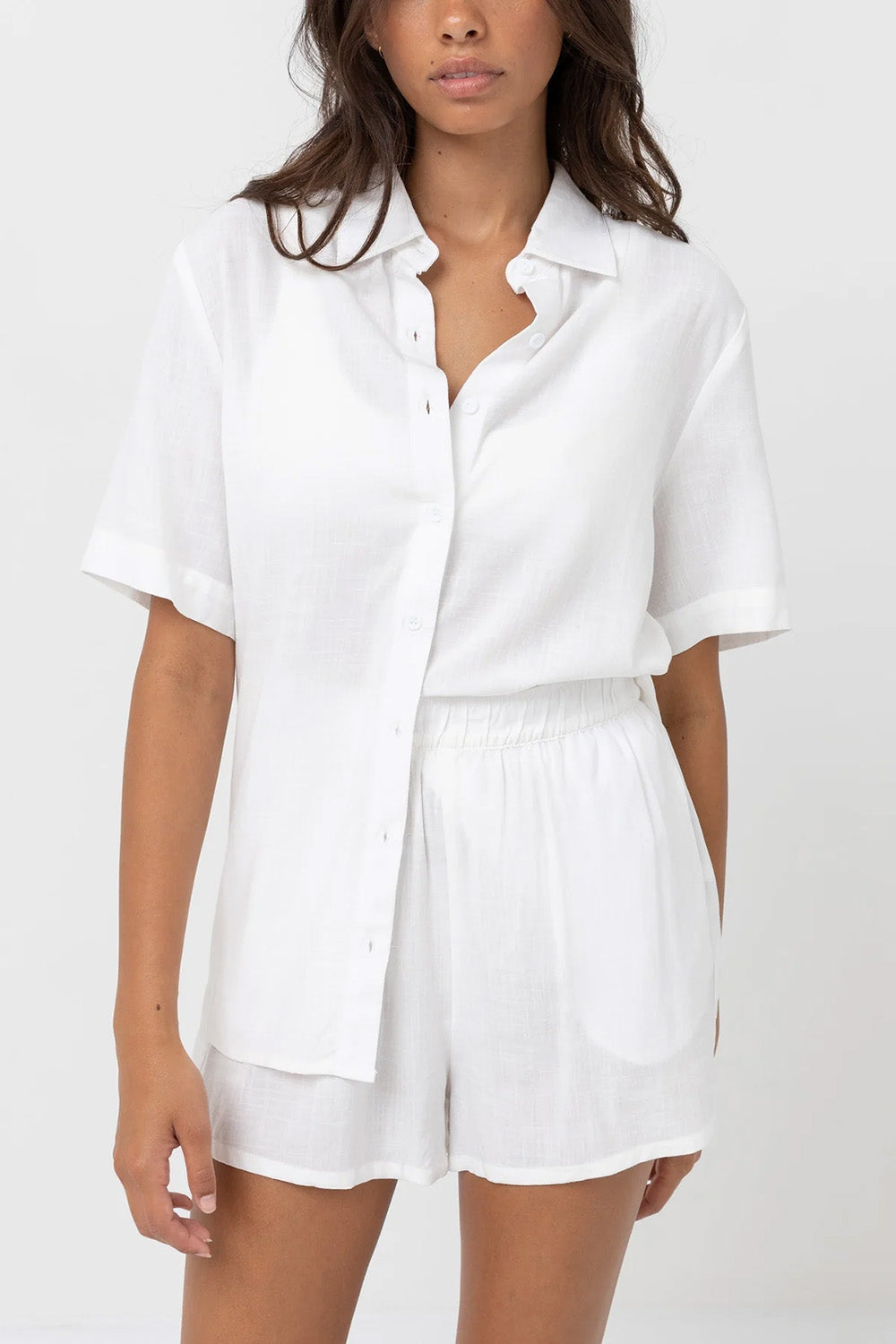 rhythm classic lounge shirt white front