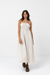 rhythm classic shirred midi dress oat front