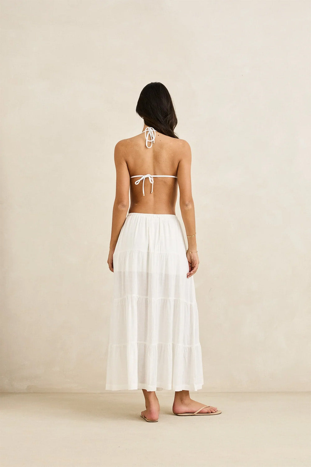 rhythm classic tiered maxi skirt white back