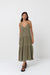 Rhythm - Classic Tiered Midi Dress - Olive
