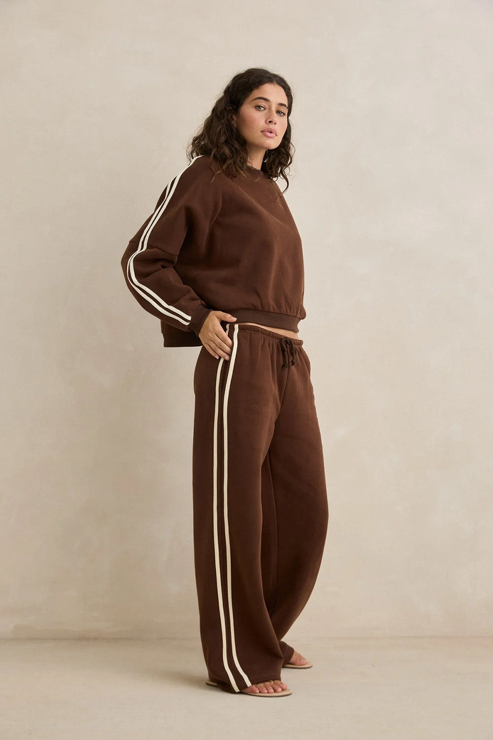 rhythm contrast sweatshirt brown side