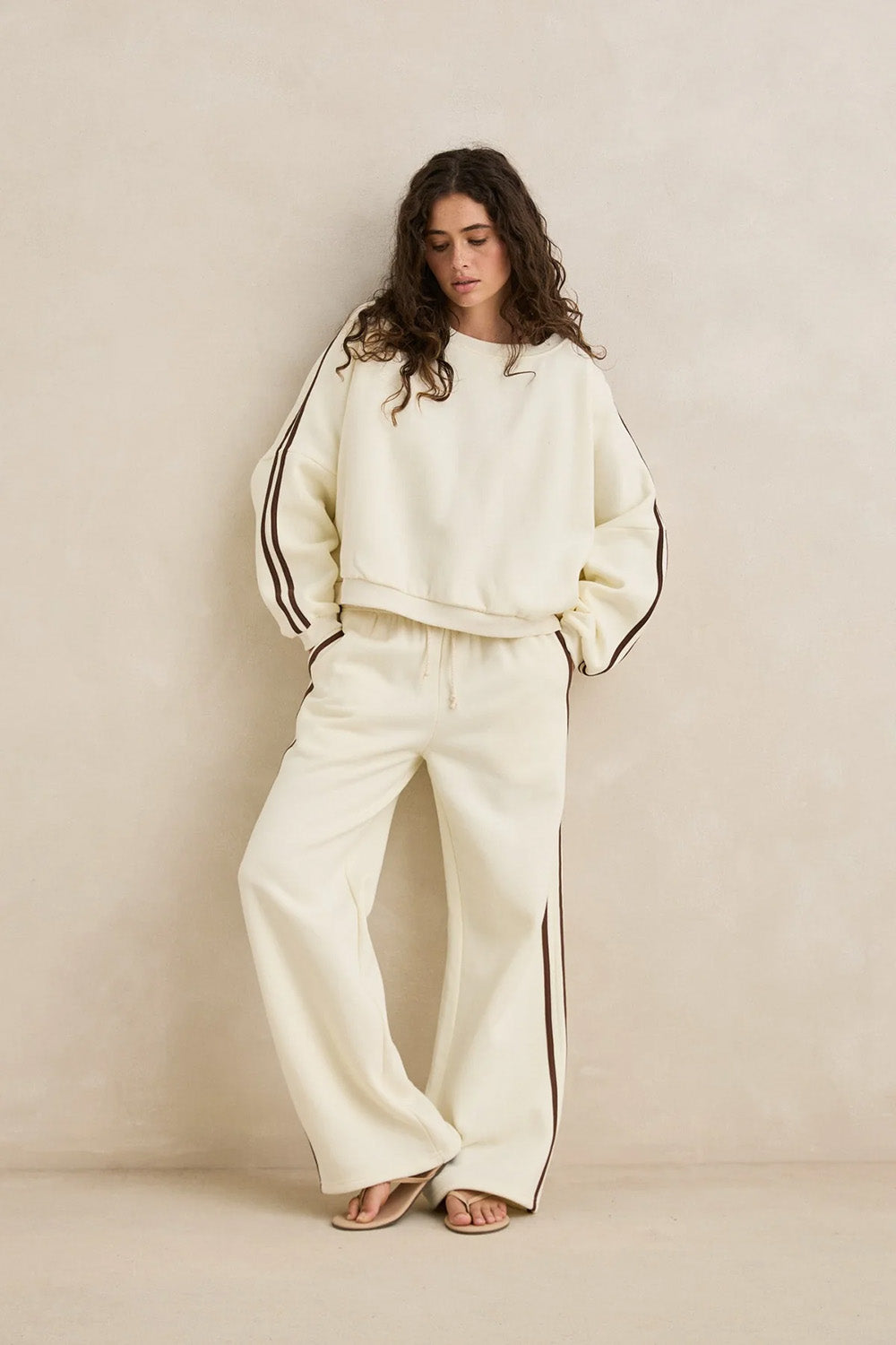 rhythm contrast sweatshirt cream front
