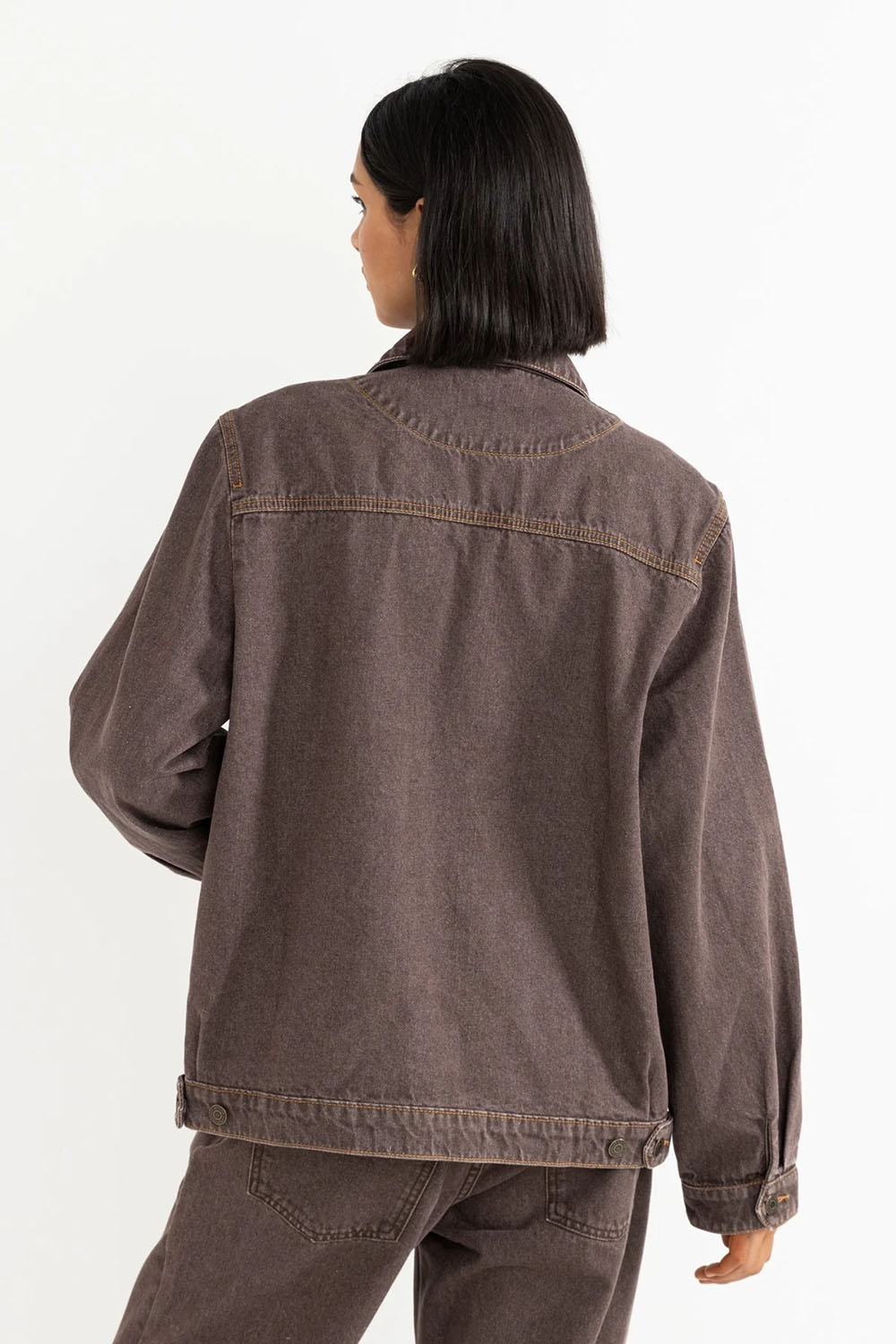 Rhythm - Demi Oversized Denim Jacket - Chocolate - Back