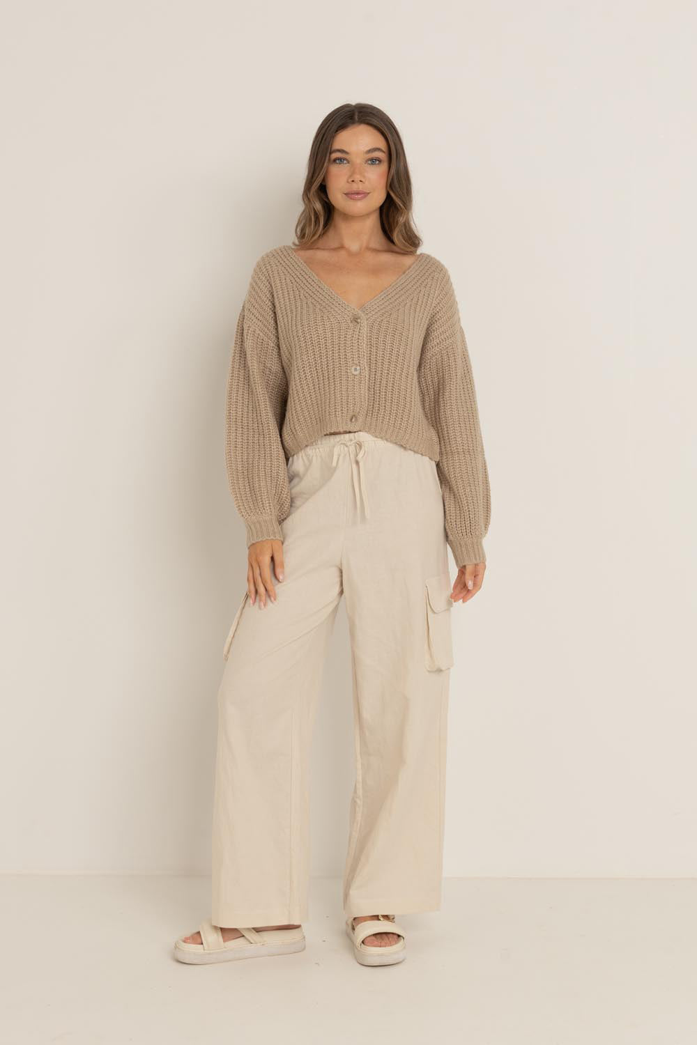 Rhythm - Eadie Oversized Knit Cardigan - Cream 