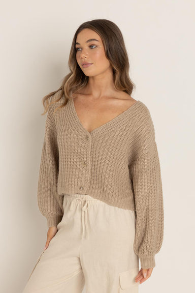 Rhythm - Eadie Oversized Knit Cardigan - Cream - Front