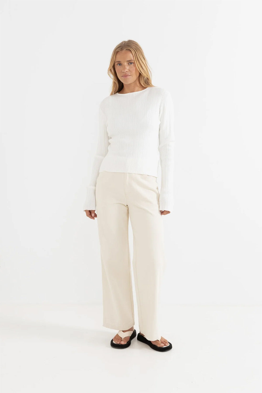 rhythm essential ls knit top cream