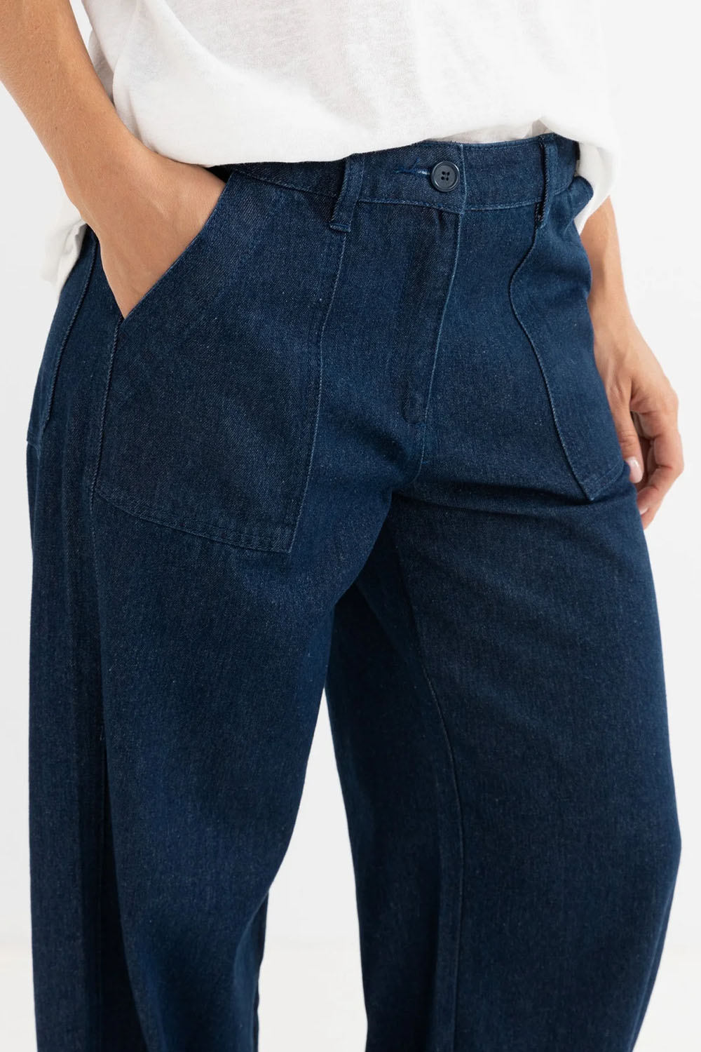 Rhythm - Fleetwood Wide Leg Pant - Dark Denim - Detail