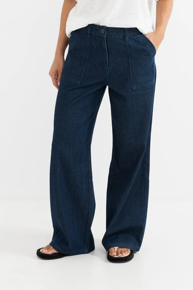 Rhythm - Fleetwood Wide Leg Pant - Dark Denim - Front
