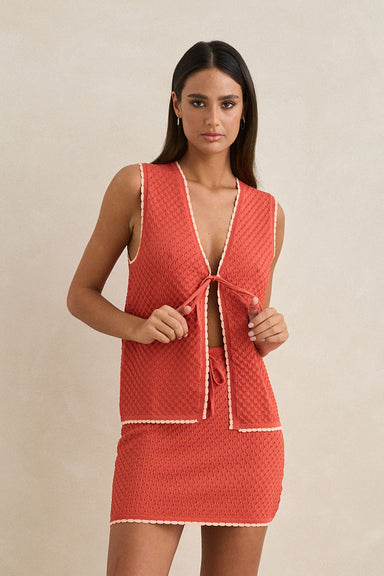 rhythm gigi longline knit vest red