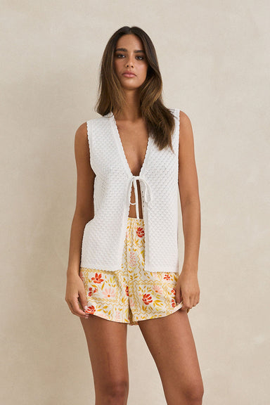 rhythm gigi longline knit vest white