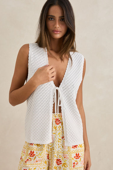 rhythm gigi longline knit vest white detail