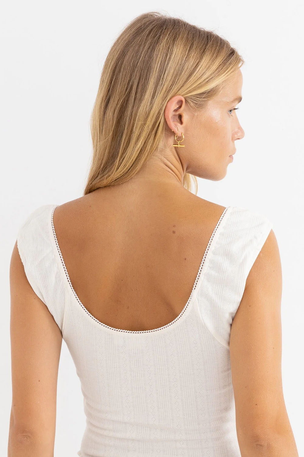 Rhythm - Gracie Sweetheart Top - Cream - Back