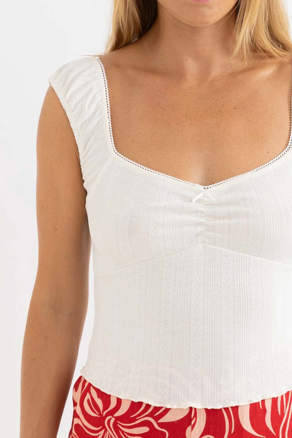 Rhythm - Gracie Sweetheart Top - Cream - Detail