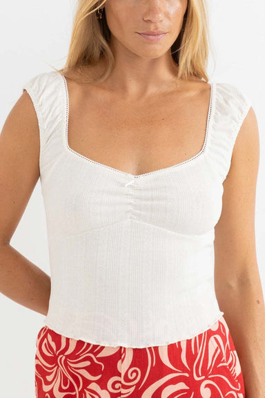 Rhythm - Gracie Sweetheart Top - Cream - Front
