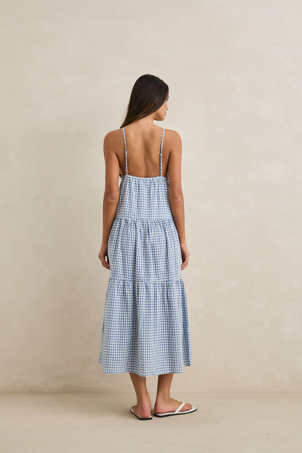 rhythm jaci maxi dress blue back