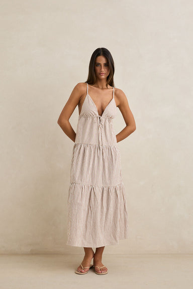 rhythm jaci maxi dress tan front