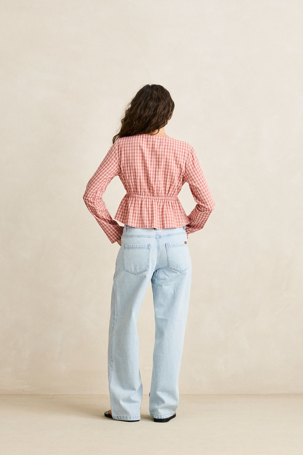 rhythm kirra check ls top pink back