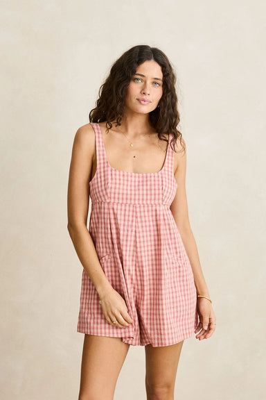 rhythm kirra check romper pink