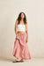 rhythm kirra check tiered maxi skirt pink front