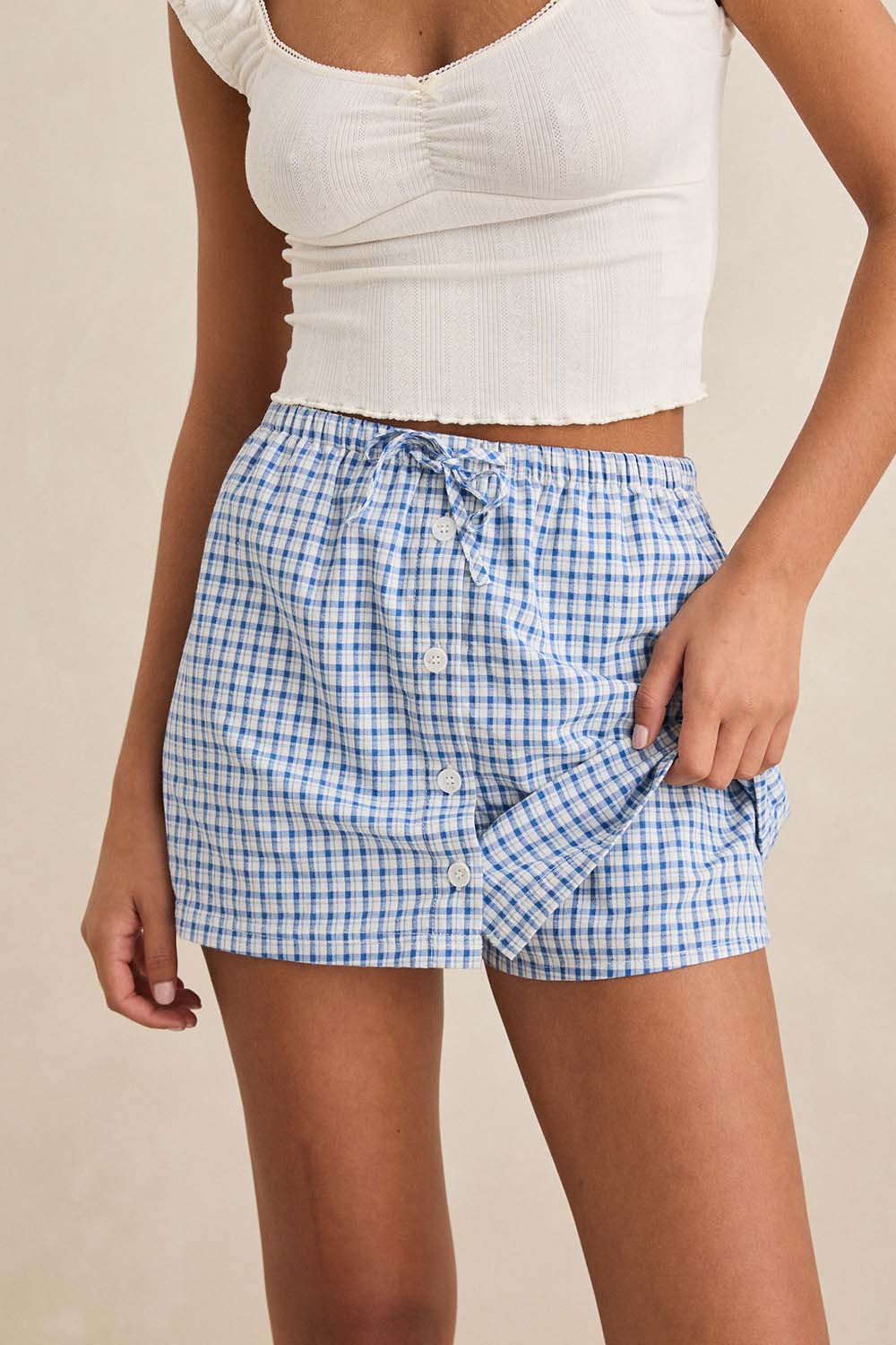rhythm lola check skort blue