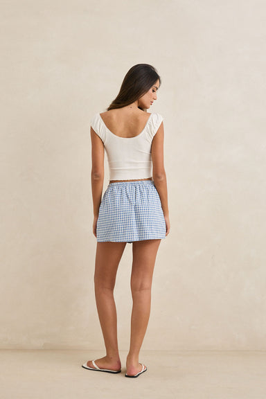 rhythm lola check skort blue back