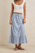rhythm lola check tiered maxi skirt blue