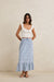 rhythm lola check tiered maxi skirt blue front