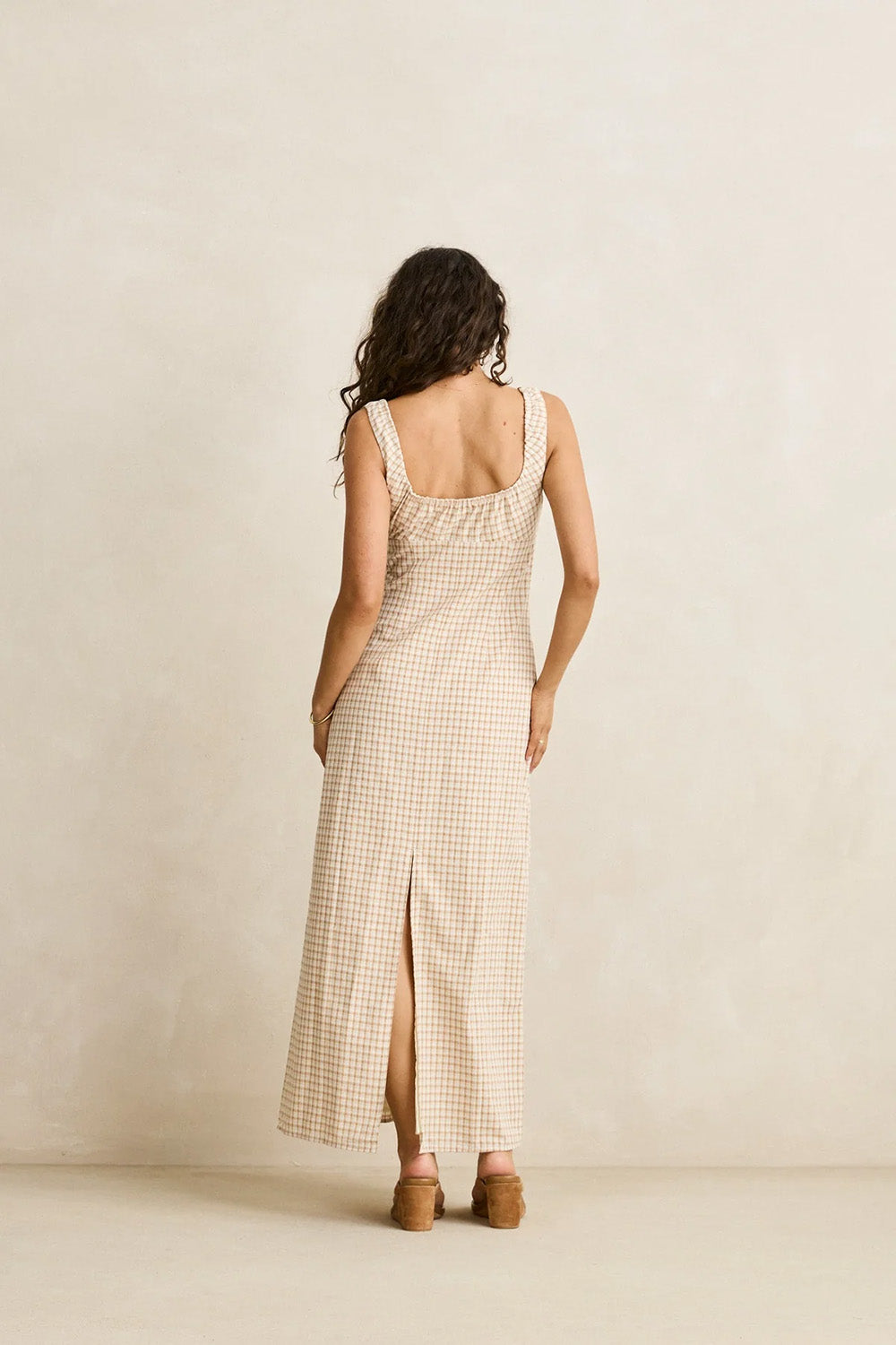 rhythm london check maxi dress natural back