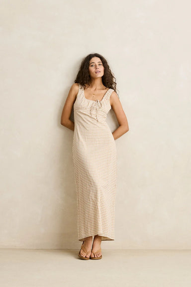 rhythm london check maxi dress natural front