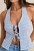 rhythm louise tie front halter blue detail