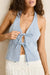rhythm louise tie front halter light blue detail