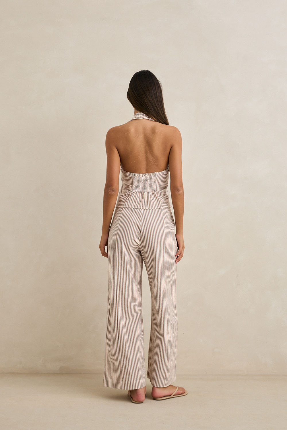 rhythm louise tie front halter tan back