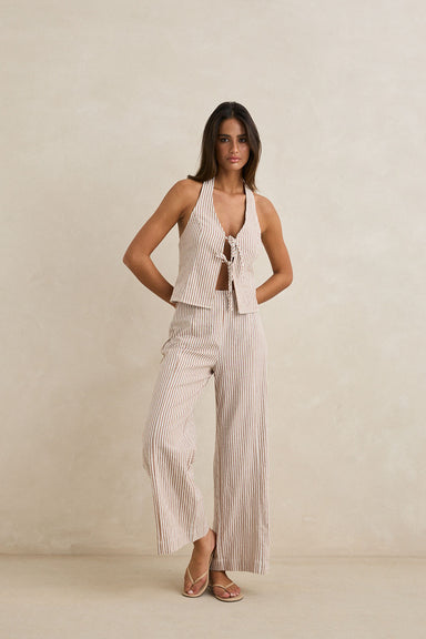 rhythm louise tie front halter tan front