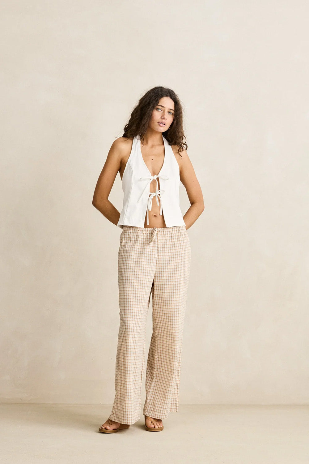 rhythm louise tie front halter white front