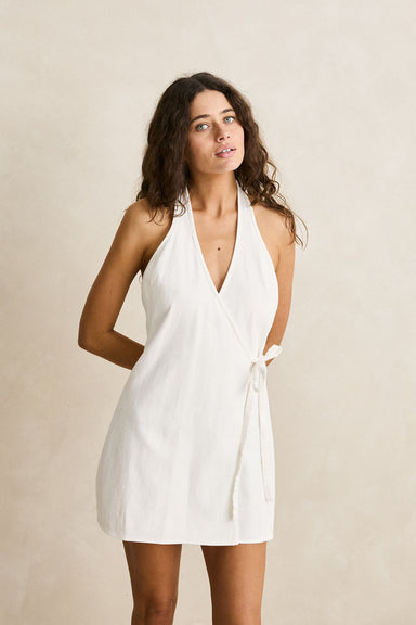 rhythm louise wrap mini dress white
