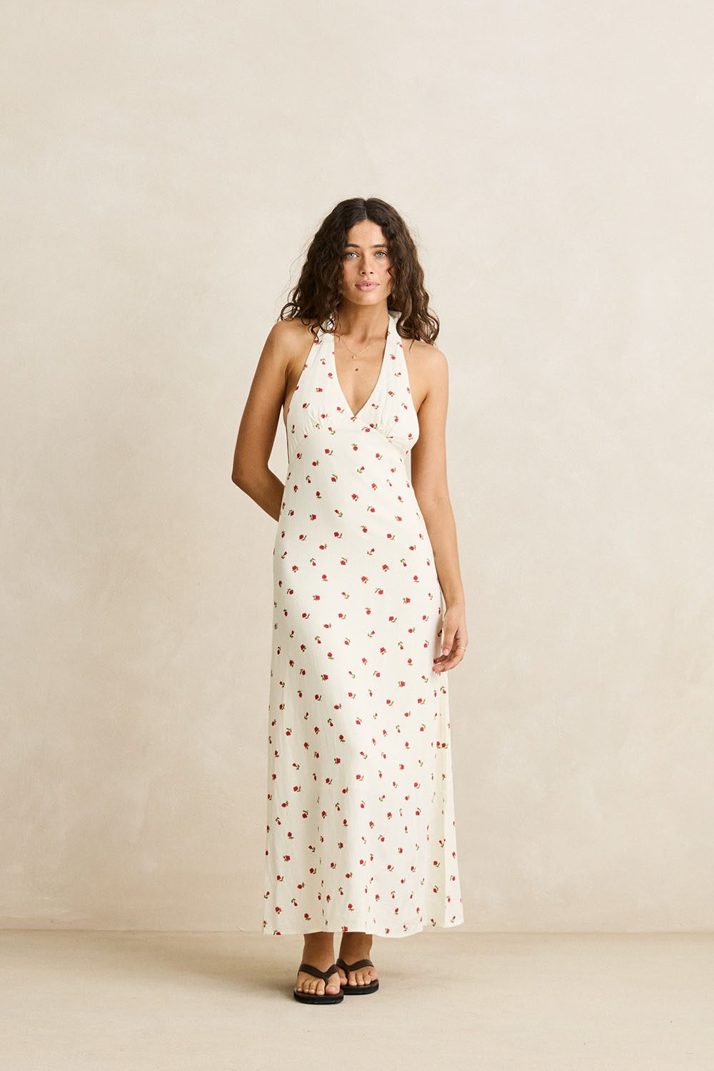 rhythm mila floral halter maxi cream front