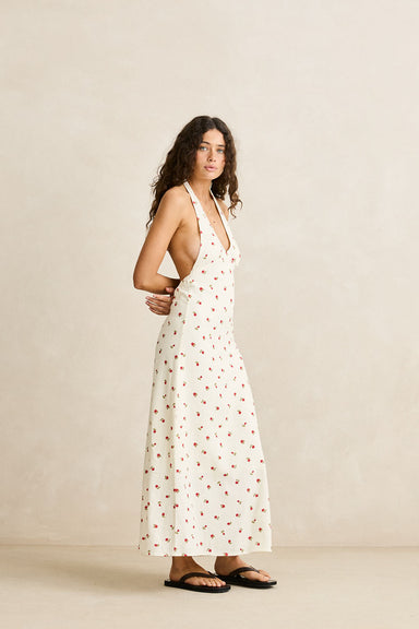 rhythm mila floral halter maxi cream side