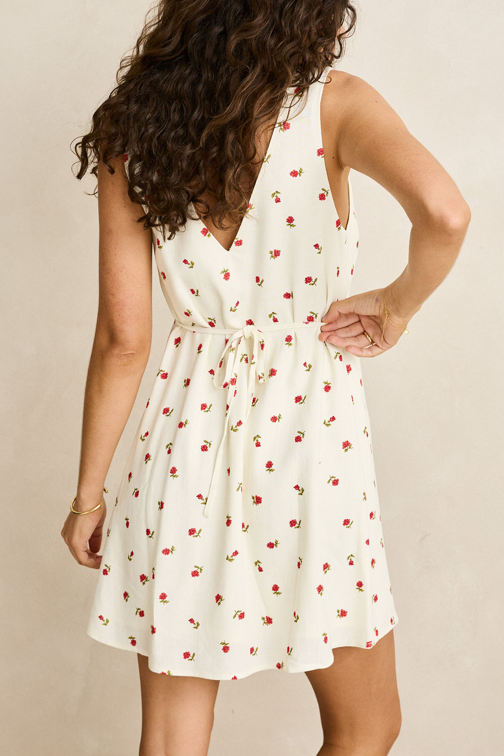 rhythm mila floral mini dress cream back detail