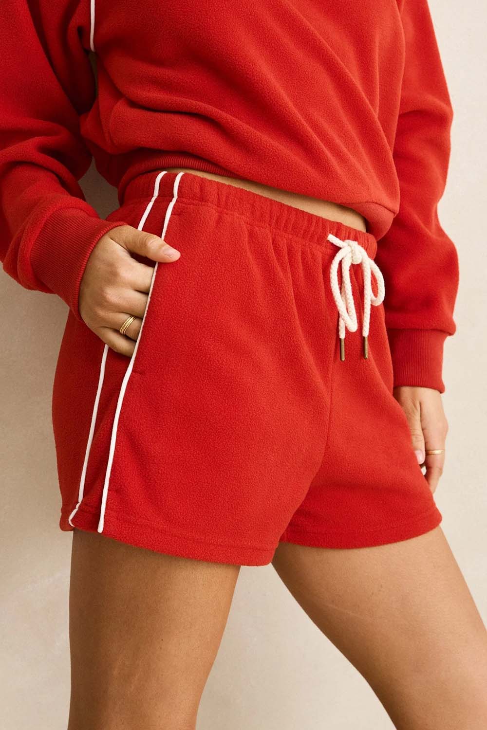 rhythm pipe polar fleece short cherry side