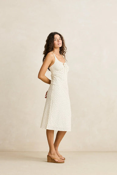 rhythm polka midi dress cream side