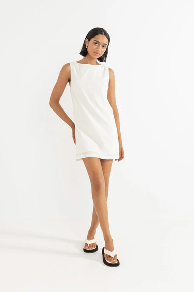 rhythm porto eyelet mini dress natural