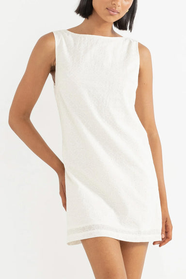 rhythm porto eyelet mini dress natural front