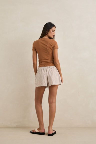 rhythm valley stripe short tan back