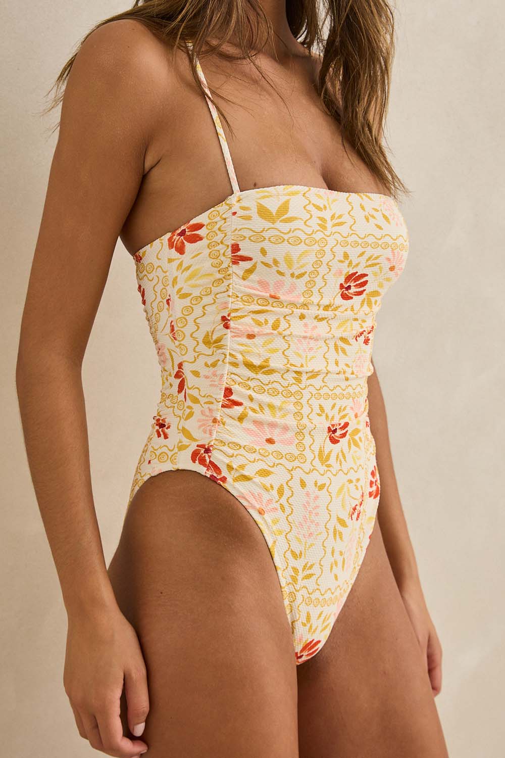 rhythm wildflower scrunched side one piece white detail
