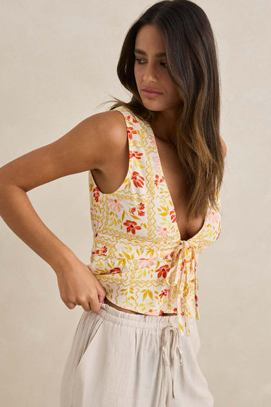rhythm wildflower tie front top white side