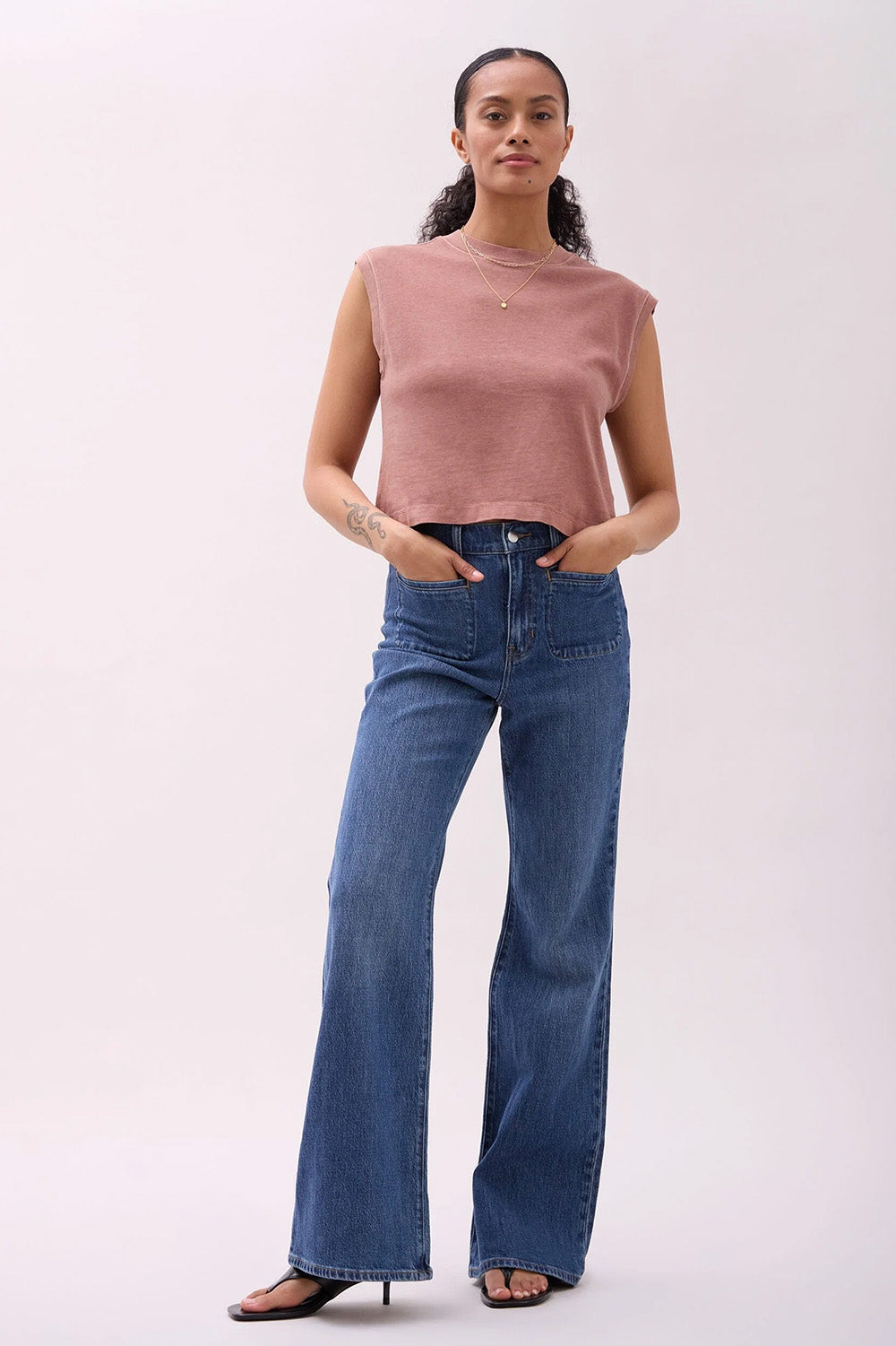 Richer Poorer Relaxed Muscle Tee in Russet — Full-body view